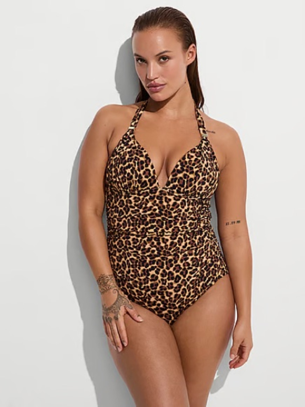 Victoria's Secret Leopard Print Halter One-Piece - Brown/Black